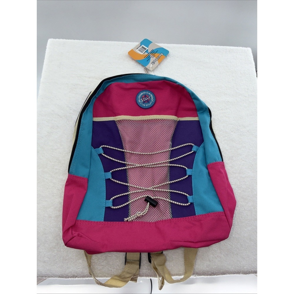 Vintage Rugged Cargo Kids Color Block 90's Coded Backpack Pink/purple/blue